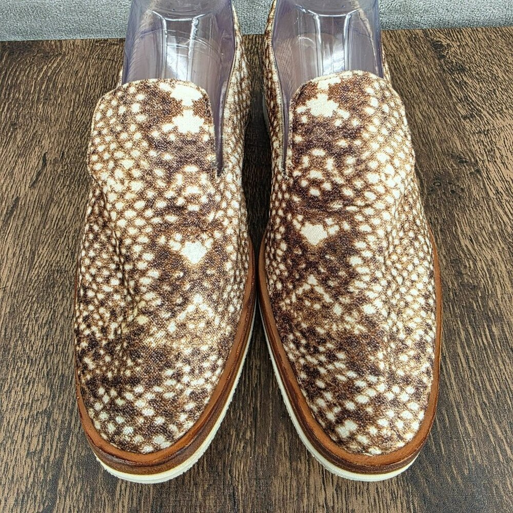 Free People Snake Eye Velvet Loafers 40 9.5 Brown Cream Slip On Comfort Casual - Picture 5 of 13